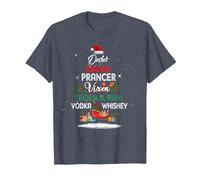 Dasher Dancer Prancer Vixen Tequila Rum Vodka Whiskey Xmas T-Shirt, Men, Heather Blue, 6X-Large