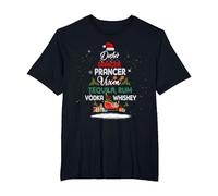 Dasher Dancer Prancer Vixen Tequila Rum Vodka Whiskey Xmas T-Shirt, Men's Big and Tall, Black, 2X Tall