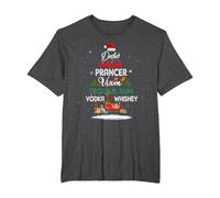 Dasher Dancer Prancer Vixen Tequila Rum Vodka Whiskey Xmas T-Shirt, Men's Big and Tall, Dark Heather Grey, 4X Tall