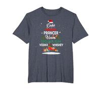 Dasher Dancer Prancer Vixen Tequila Rum Vodka Whiskey Xmas T-Shirt, Men's Big and Tall, Heather Blue, 4X Tall