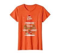 Dasher Dancer Prancer Vixen Tequila Rum Vodka Whiskey Xmas T-Shirt, Women, Orange, Small