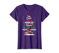 Dasher Dancer Prancer Vixen Tequila Rum Vodka Whiskey Xmas T-Shirt, Women, Purple, Small