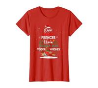 Dasher Dancer Prancer Vixen Tequila Rum Vodka Whiskey Xmas T-Shirt, Women, Red, Small
