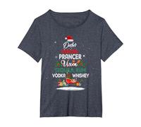Dasher Dancer Prancer Vixen Tequila Rum Vodka Whiskey Xmas T-Shirt, Women's Plus, Heather Blue, 1X