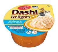 INABA Dashi Delights: Chicken with Scallop Recipe (1 x 70g) / Bits in Broth Cat Food Topping, Rich in Protein, Natural Ingredients, Delicious and Healthy, Wet Cat Food
