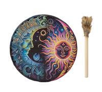 DASHIELL Native Drum - Handmade PU Leather Hand Shamanic Drum,Authentic Sound Tool for Spiritual Music, Round Vintage Shaman Supplies with Wood Gavel for Home