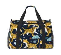 Dashing Cheetah Print Travel Duffel Bag for Men & Women, Foldable Travel Bags and Spacious Weekender Tote Bag for Storage Toiletry Luggage Personal Item, Black, L