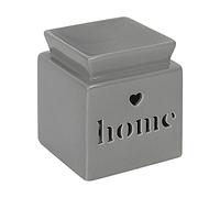 Dashing Grey Ceramic "Home" Cut Out Oil Burner - 11.5cm x 10.5cm (1 Pc.) - Luxurious Design, Premium Material, Aromatherapy Accessory - Ideal for Home & Office Decor