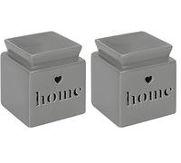 Dashing Grey Ceramic "Home" Cut Out Oil Burner - 11.5cm x 10.5cm (1 Pc.) - Luxurious Design, Premium Material, Aromatherapy Accessory - Ideal for Home & Office Decor (Pack of 2)