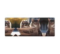 Dashing Pair of Cats Printed Extra Large Mouse Pad 12x31.5in for Office, Gaming, and Learning - Durable, Comfortable, and Environmentally Friendly