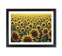 Dashing Sunflower Field Framed Print | A2 Black Framed Wall Art | Ready to Hang | Modern Floral Picture | Living Room Bedroom Lounge Office