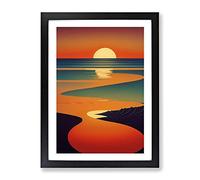 Dashing Sunset Abstract Framed Print | A4 Black Framed Wall Art | Ready to Hang | Abstract Landscape Picture | Living Room Bedroom Lounge Office