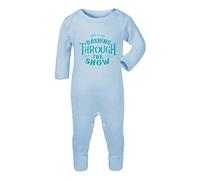 Dashing Through The Snow [BCX] Baby Romper Jumpsuit with feet, 0-3 Months, Pastel Blue