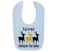 Dashing Through The Snow Reindeers Style Cotton Baby bib - Pastel Blue