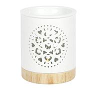 Dashing White Ceramic Manadala Cut Out Oil Burner - 11.5cm x 10.5cm (1 Pc.) - Majestic Design, Premium Material - Ideal for Home & Office Decor