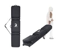 DASHINGNOAH Rollende Doppel-Skitasche, Snowboardtasche mit Rollen, gepolsterte, passend für 2 Boards Oder 2 Sets von Ski bis zu 185 cm, erweiterbares Hauptfach und 3 große Außenaufbewahrung