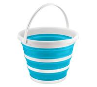 DASHMESH Foldable Collapsible 10L Silicone Bucket Potable Space Saving Large Water Bucket with Carry Handle for Water Camping Fishing & Household (Blue)