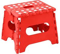 DASHMESH Folding Step Stool, 7 Inch Red Lightweight Strong Compact Non-Slip Multi-Purpose Easy Carrying Foldable Stool for Kids & Adults, Kitchen Garden Bathroom