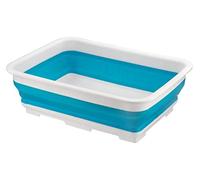 DASHMESH Rectangular Collapsible Washing Up Bowl, 10 Litre Foldable Washing Basin, Compact Storage, Space Saving, Kitchen Sink Bowl, Portable for Outdoor Camping Caravans (Blue)