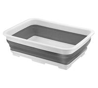 DASHMESH Rectangular Collapsible Washing Up Bowl, Grey 10 Litre Foldable Washing Basin, Compact Storage, Space Saving, Kitchen Sink Bowl, Portable for Outdoor Camping Caravans
