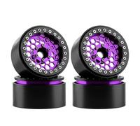 DashRC 1.9 Aluminum Beadlock Wheels, 12mm Hex RC Wheel Rims for RC Crawlers TRX4 SCX10 VS4-10 Gen7 Gen8 MST CFX Upgrades (Dark Purple)