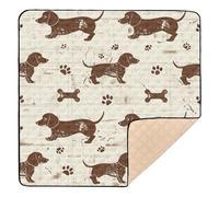 Dashshund Dogs Cute Brown Retro Soft Foam Baby Playmat for Indoor Outdoor Washable Tummy Time Mat for Babies Infants Toddlers, 50'' x 50''