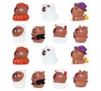 DASHUAIGE 14 Pcs Halloween Mini Resin Capybara, Tiny Resin Animals Capybara Miniature Figures, Cute Halloween Mini Ornaments for Garden Dollhouse Home Landscape Decor DIY Craft