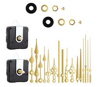 DASHUAIGE 2 Pack Silent Quartz Clock Movement, 6 Pairs Long Axis and Short Axis Clock Mechanism with Manual battery power, Wall Clock Mechanism Parts Motor Replacement DIY Repair Parts (gold)