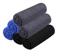 DASHUAIGE 6 Pack Microfiber Gym Towels, 35cm x 75cm, Quick-Dry & Ultra-Absorbent, Multipurpose Sports Towels, Blue+Black+Dark Gray