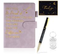 DASHUAIGE Employee Appreciation Gift Leather Notebook, Inspirational Keyring, Greeting Card and Pen Set Leaving Present Appreciation Gifts for Colleagues, Teachers, Friends, Office (Purple)