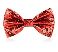 DASHUAIGE Glitter Sequin Bow Tie, Adjustable Strap Buckle Sparkly Pre-tied Bowtie for Cocktail Hen Wedding Party Carnival Christmas Fasching Costume Stage Show (Red)