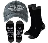 DASHUAIGE Vintage Baseball Cap for Men, I Don't Know How to ACT My Age, I've Never Been This Old Before Caps for Dad Uncle Grandad Birthday Gift Grey