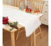 DASIAUTOEM Modern Table Runner Table Decoration, Faux Fur Table Runner, 30 x 120 cm, White for Christmas, Kitchen, Dressing Table, Coffee Table, Table Decoration, Indoor, Holiday, Party Decor