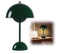 DASIAUTOEM Mushroom Lamps, Touch Dimmable Table Lamp, LED Battery Table Lamps Wireless, 3000K - 6000K Modern Rechargeable, Mushroom Lamp with 3 Brightness Modes, Decorative Retro Desk (Ink Green)