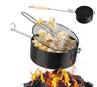 DASIAUTOEM Popcorn Maker Campfire Carbon Steel Popcorn Machine, 55.4 x 40.8 x 46.5 cm, Non-Stick Outdoor Popcorn Pan, Stainless Steel Pot, with Heat Resistant Safety Handle, for Fire Pit Camping Gri