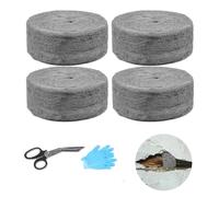 DASIAUTOEM Steel Wool Against Mice 20 m with Work Gloves Scissors Fine Against Rodents Steel Wool Steel Wool for Holes and Wall Cracks of Home, Garden and for Cleaning and Polishing Pack of 4