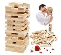 DASIAUTOEM The Lust Tower Blocks, Love & Naughty Stacking Tower Wooden Blocks, 48 Wooden Blocks with Truth or Dare Questions and Challenges for Valentine's Day Couples Dates, France