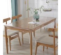 DASIAUTOEM Transparent Tablecloth, Transparent Table Film, Transparent 150 cm Wide, Sold by the Metre, 0.13 mm Thick, Waterproof, Washable PVC Film, Greaseproof Table Protector (150 x 180 cm)