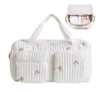 DASIAUTOEM Versatile Changing Bag, Baby Changing Bag and Maternity Bag, Lightweight Padded Cotton with Embroidery, for Travel, Hospital, Travel, Pram