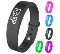 DASIAUTOEM Vibration Alarm Clock Bracelet for Children and Adults, Vibration Alarm Reminder Watch with Timer & 10 Daily Alarms, Drinking Reminder, Pill Reminder, Potty Training (Black)