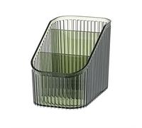 DASITON Large Capacity Makeup Brush Holder, 3 Slots Makeup Organiser Storage Cup, Vintage Striped Make Up Brush Holder for Dressing Table, Bathroom, Desk, Cosmetic Skincare Organiser (Green-S)