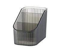 DASITON Large Capacity Makeup Brush Holder, 3 Slots Makeup Organiser Storage Cup, Vintage Striped Make Up Brush Holder for Dressing Table, Bathroom, Desk, Cosmetic Skincare Organiser (Black-S)