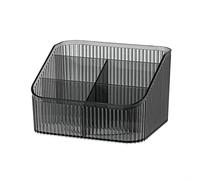 DASITON Large Capacity Makeup Brush Holder - 5 Slot Cup, Vintage Striped for Vanity Decor, Bathroom Countertops, Desk Storage Container, Cosmetic Display Cases (Black-L)