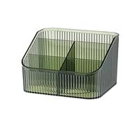 DASITON Large Capacity Makeup Brush Holder, 5 Slots Makeup Organiser Storage Cup, Vintage Striped Make Up Brush Holder for Dressing Table, Bathroom, Desk, Cosmetic Skincare Organiser (Green-L)