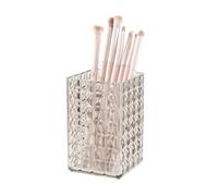 DASITON Makeup Brush Holder Organiser, Acrylic Makeup Brush Cup, Diamond Striped Make Up Brush Holder for Vanity, Bathroom Countertop, Toothbrush Holders, Pen Holder for Desk Storage (Gray)