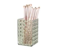 DASITON Makeup Brush Holder Organiser, Acrylic Makeup Brush Cup, Diamond Striped Make Up Brush Holder for Vanity, Bathroom Countertop, Toothbrush Holders, Pen Holder for Desk Storage (Green)