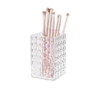 DASITON Makeup Brush Holder Organiser, Acrylic Makeup Brush Cup, Diamond Striped Make Up Brush Holder for Vanity, Bathroom Countertop, Toothbrush Holders, Pen Holder for Desk Storage (Clear)