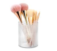 DASITON Makeup Brush Holder Organiser, Acrylic Makeup Brush Cup, Vintage Striped Make Up Brush Holder for Vanity, Bathroom Countertop, Toothbrush Holders, Pen Holder for Desk Storage (Clear)