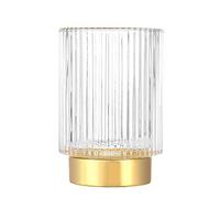 DASITON Makeup Brush Holder Organiser, Crystal Cosmetic Make Up Brush Holder, Glass Makeup Brushes Storage Organiser, Vintage Make Up Cup Pen Pencil Holder Striped Vase (Clear L)