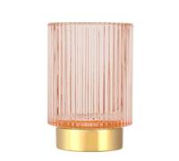 DASITON Makeup Brush Holder Organiser, Crystal Cosmetic Make Up Brush Holder, Glass Makeup Brushes Storage Organiser, Vintage Make Up Cup Pen Pencil Holder Striped Vase (Pink L)
